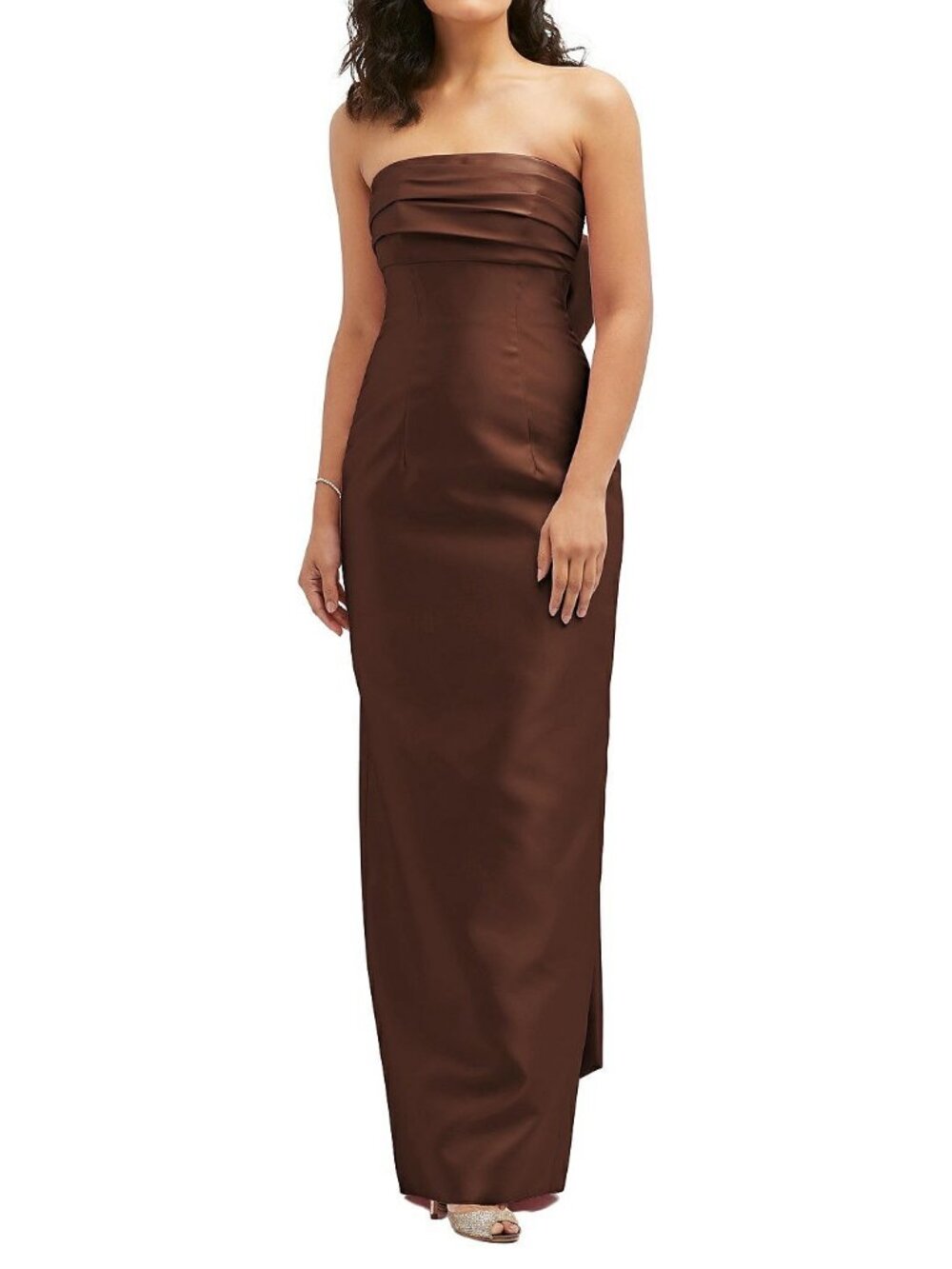 Alfred Sung Rebecca Strapless Column Gown in Cognac Brown Style D856 Size 16